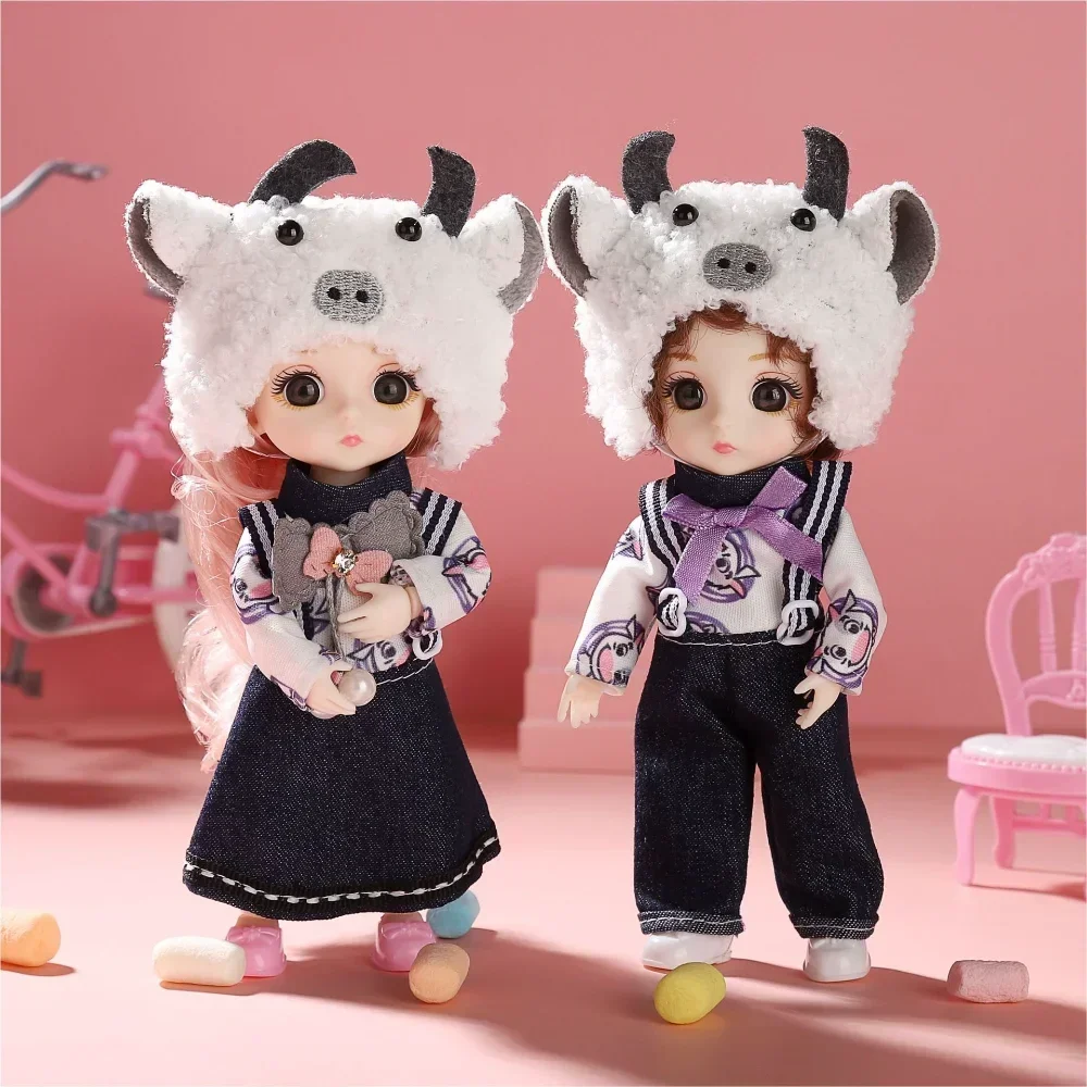 16cm DIY Dress Up Doll BJD Doll 1/12 with Clothes and Shoes Movable 13 Joints Cute Sweet Face Girl Gift Child Toys Princess Doll