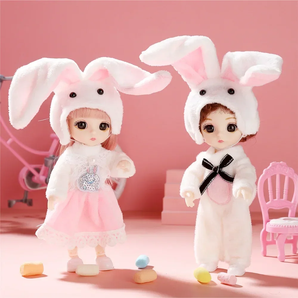 16cm DIY Dress Up Doll BJD Doll 1/12 with Clothes and Shoes Movable 13 Joints Cute Sweet Face Girl Gift Child Toys Princess Doll