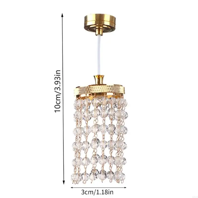 1/12 Scale Miniature Crystal Chandelier For Doll House With LED Lighting Easy Installation Metal Craft Accessory A2UB