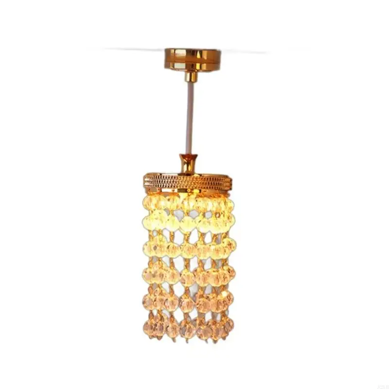 1/12 Scale Miniature Crystal Chandelier For Doll House With LED Lighting Easy Installation Metal Craft Accessory A2UB