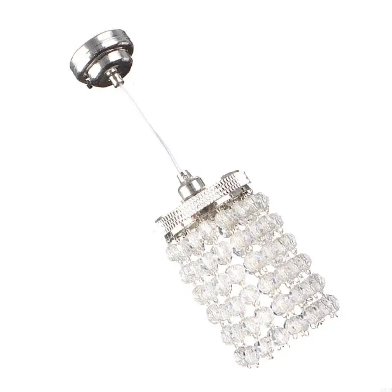 1/12 Scale Miniature Crystal Chandelier For Doll House With LED Lighting Easy Installation Metal Craft Accessory A2UB