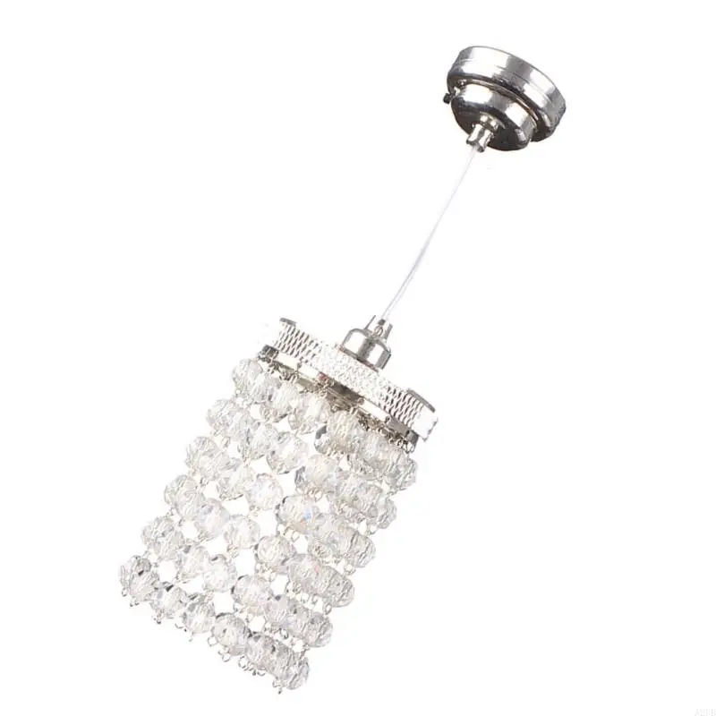 1/12 Scale Miniature Crystal Chandelier For Doll House With LED Lighting Easy Installation Metal Craft Accessory A2UB