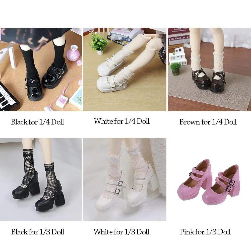 Fashion Doll Shoes Sexy Cute Princess High Heels DIY Accessories PU Leather Play House Shoes for 1/3 1/4 BJD 45/60cm Dolls