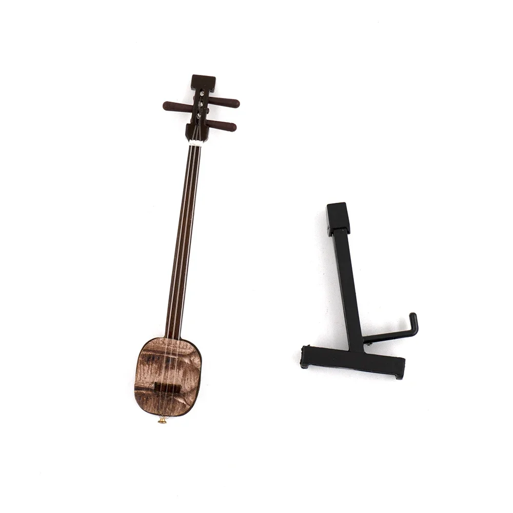 1Pcs Miniature Chinese Sanxian Model with Case Mini Musical Instrument for Dollhouse Action figure Accessories Decoration