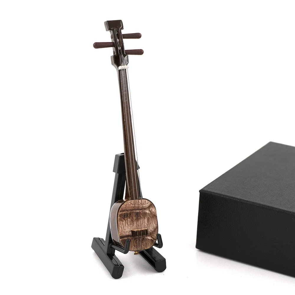 1Pcs Miniature Chinese Sanxian Model with Case Mini Musical Instrument for Dollhouse Action figure Accessories Decoration