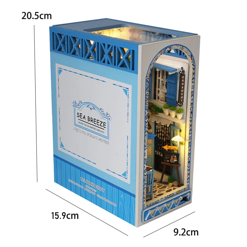Book Nook Kit DIY Miniature House Wooden Book Shelf Insert Model Dollhouses With Light 3D Puzzle Building Toys Xmas Gifts