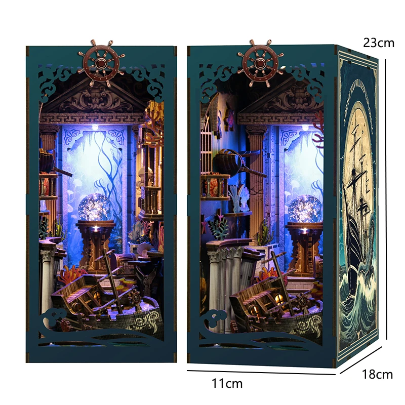 Book Nook Kit DIY Miniature House Wooden Book Shelf Insert Model Dollhouses With Light 3D Puzzle Building Toys Xmas Gifts