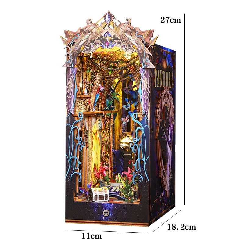 Book Nook Kit DIY Miniature House Wooden Book Shelf Insert Model Dollhouses With Light 3D Puzzle Building Toys Xmas Gifts