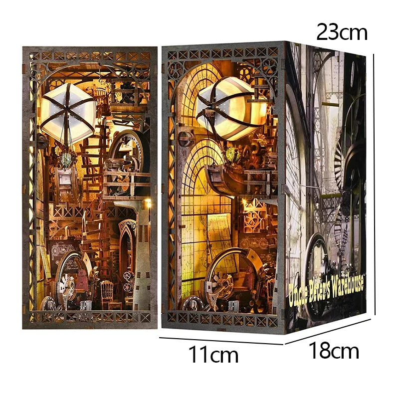 Book Nook Kit DIY Miniature House Wooden Book Shelf Insert Model Dollhouses With Light 3D Puzzle Building Toys Xmas Gifts