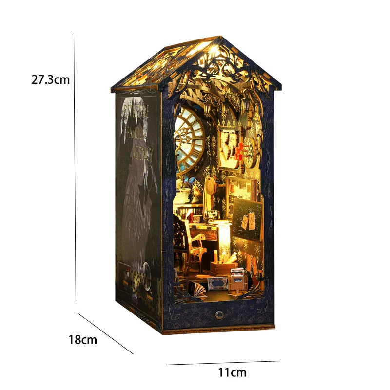 Book Nook Kit DIY Miniature House Wooden Book Shelf Insert Model Dollhouses With Light 3D Puzzle Building Toys Xmas Gifts