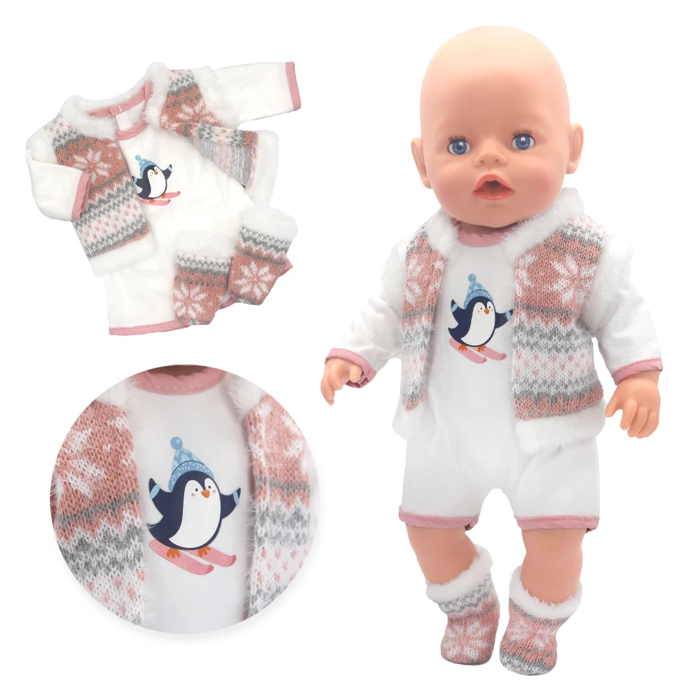 2025 New love Dolls Outfit Suits For 17 inch 43cm Baby Reborn Doll Cute Jmpers Rompers New Born Doll Clothes