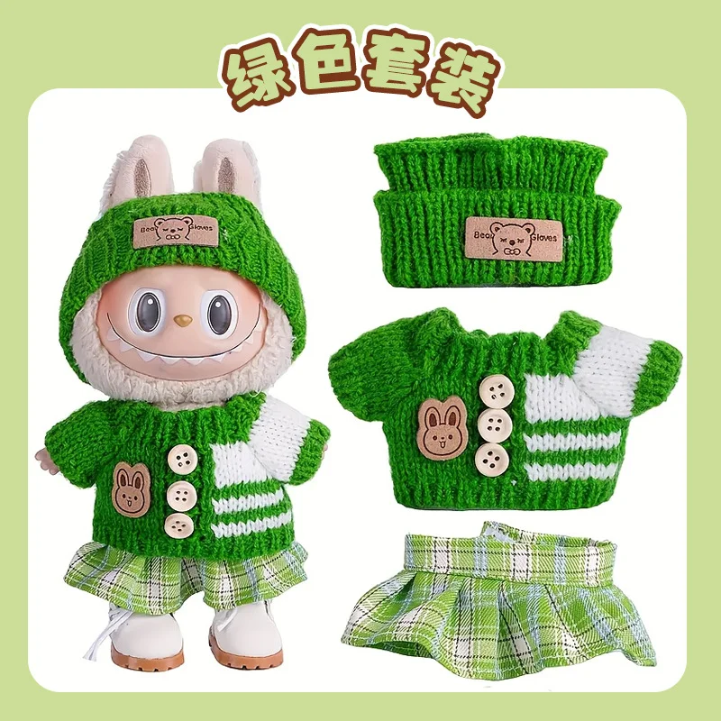 For Labubu Accessories Sitting Party Series Classic Dress Grid For Labubu Outfit Kid Gift Labubu Clothing Labubu Clothes
