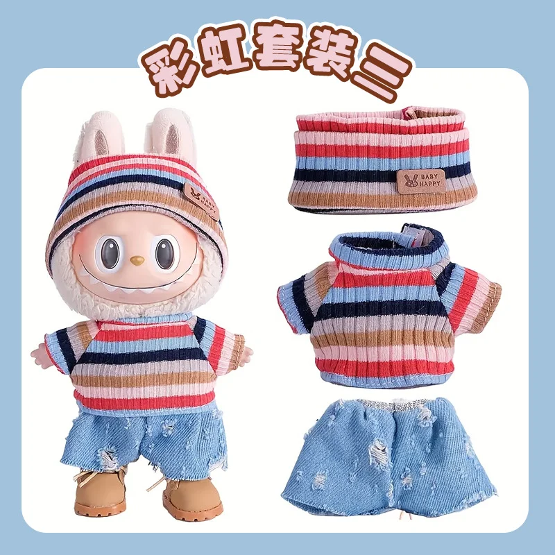 For Labubu Accessories Sitting Party Series Classic Dress Grid For Labubu Outfit Kid Gift Labubu Clothing Labubu Clothes