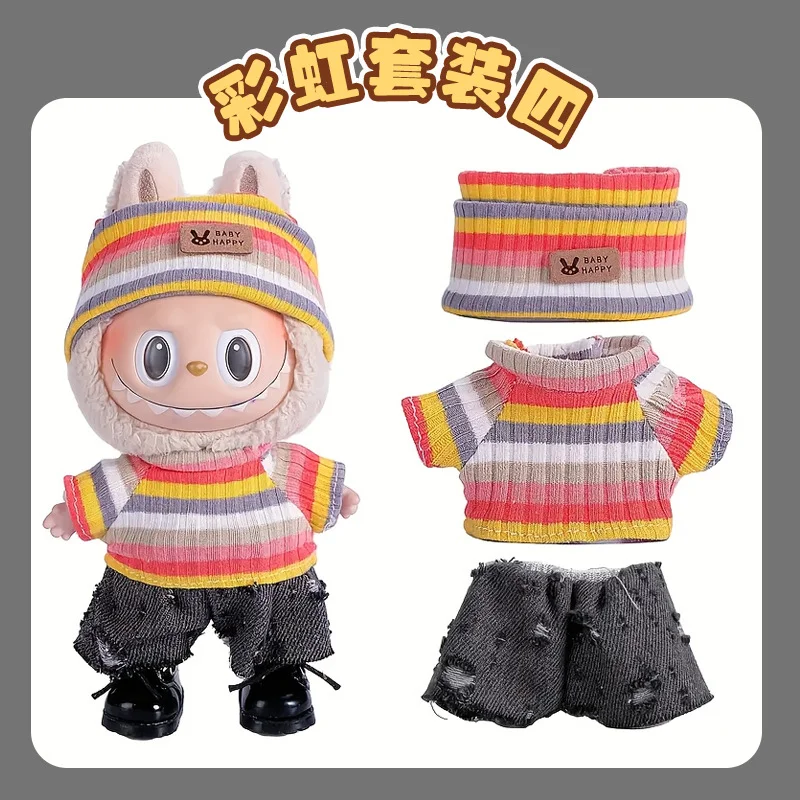 For Labubu Accessories Sitting Party Series Classic Dress Grid For Labubu Outfit Kid Gift Labubu Clothing Labubu Clothes