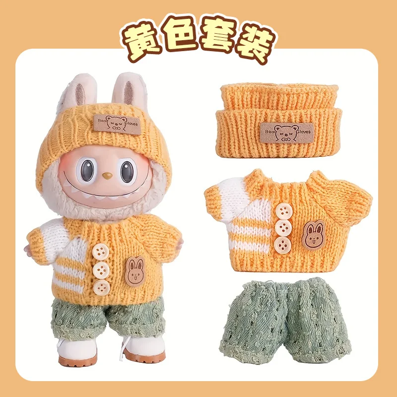 For Labubu Accessories Sitting Party Series Classic Dress Grid For Labubu Outfit Kid Gift Labubu Clothing Labubu Clothes