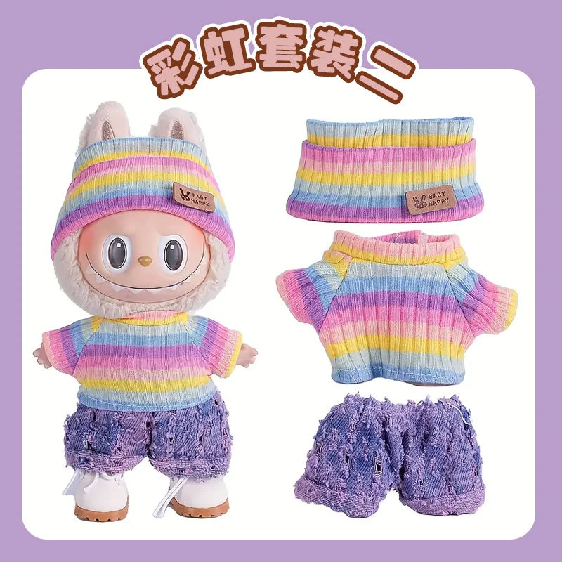 For Labubu Accessories Sitting Party Series Classic Dress Grid For Labubu Outfit Kid Gift Labubu Clothing Labubu Clothes