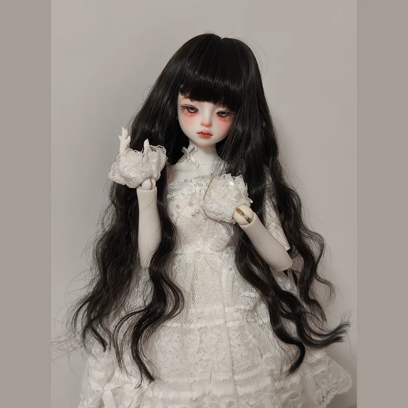 1/3 1/4 1/6 Doll's Wig for 60/45/30cm Bjd Doll Long Curly Hair with Bangs Girl Toys Dress Up Play House Accessories, No Doll