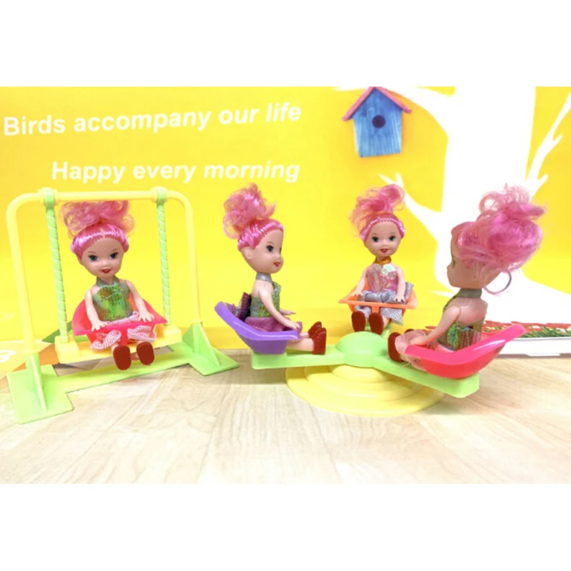 Girl Play Dollhouse Amusement Park For Doll Park Swing Accessories