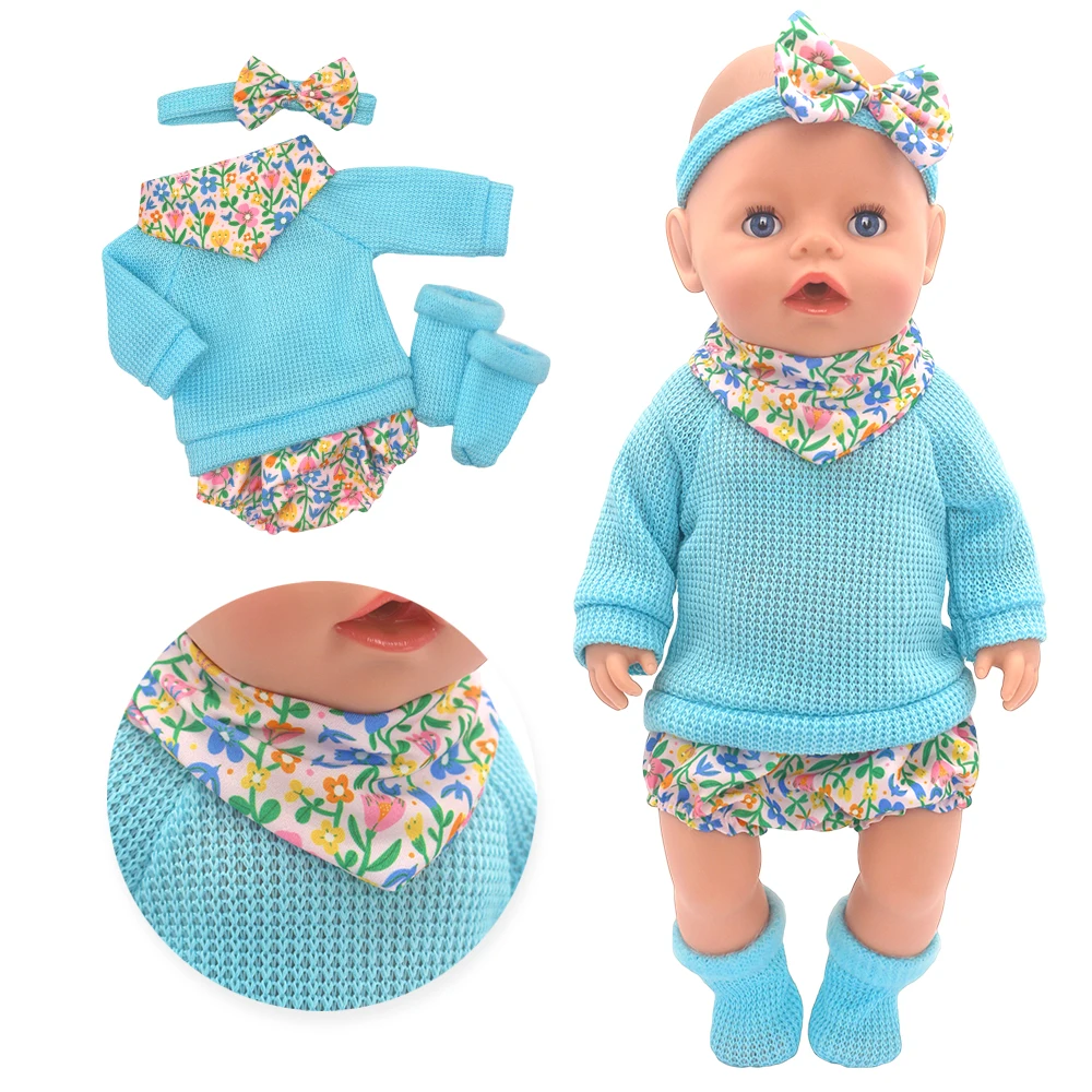 2025 New green clothes Dolls Outfit Suits For 17 inch 43cm Baby Reborn Doll Cute Jumpers Rompers New Born Doll Clothes