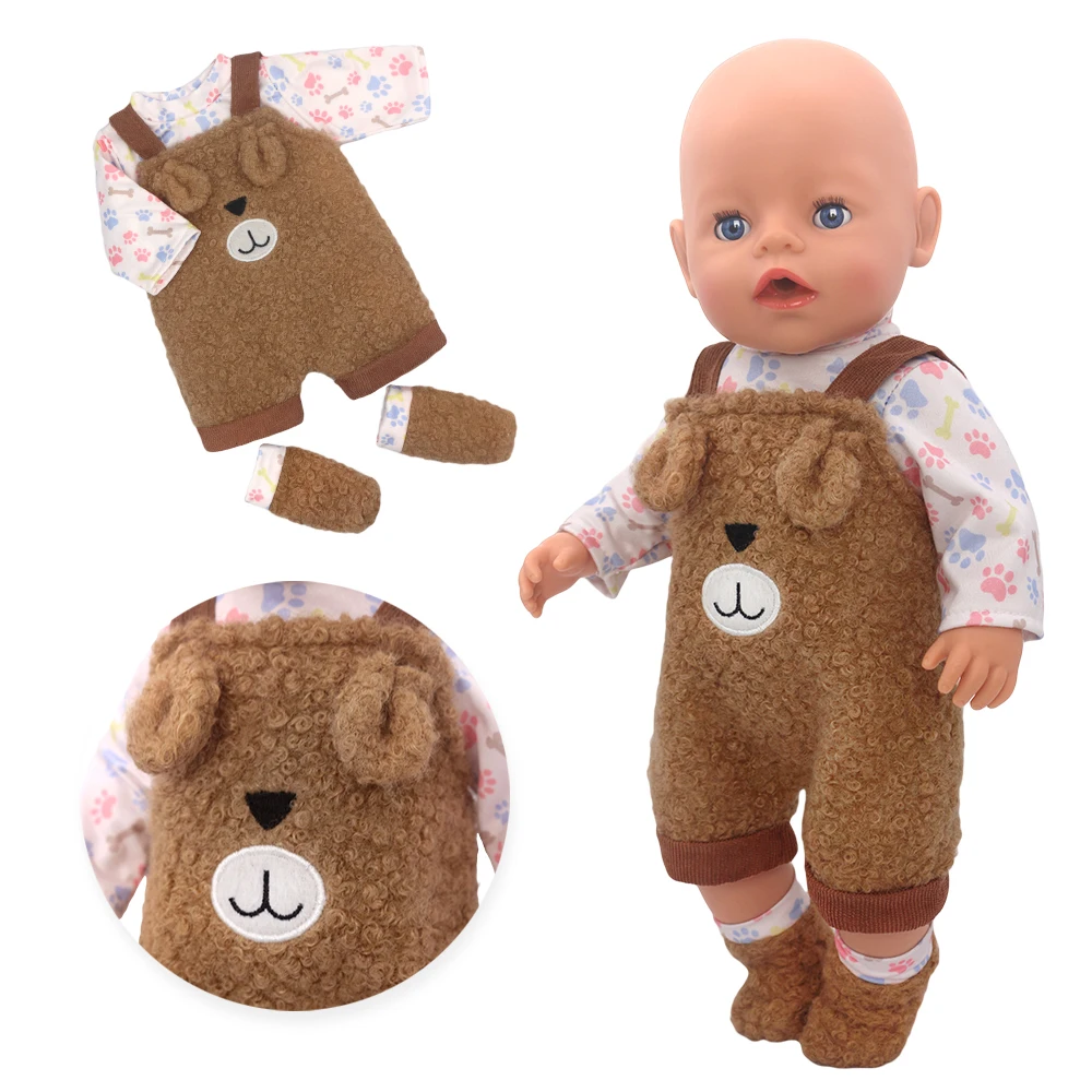 2025 New green clothes Dolls Outfit Suits For 17 inch 43cm Baby Reborn Doll Cute Jumpers Rompers New Born Doll Clothes