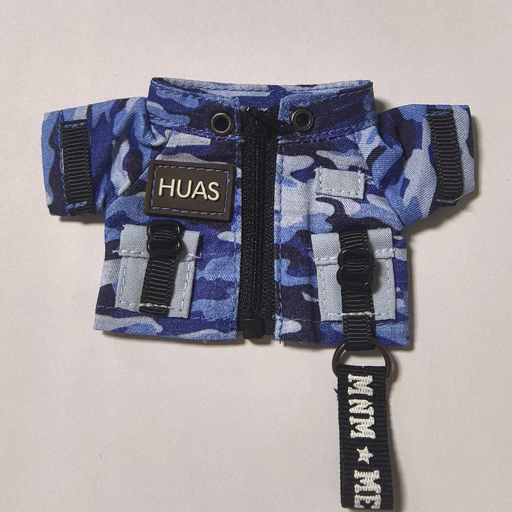 For Labubu Clothes Trendy Cool Camouflage Suit Kawaii Mini 15/17cm V1 V2 V3 Labubu Clothing Plush Doll Accessories Gift