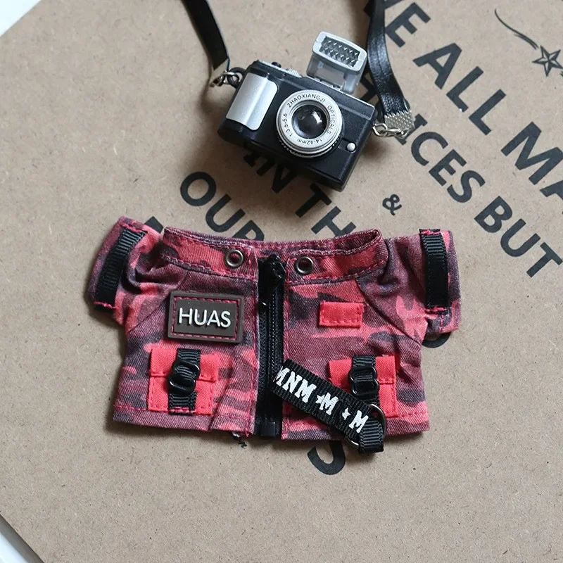 For Labubu Clothes Trendy Cool Camouflage Suit Kawaii Mini 15/17cm V1 V2 V3 Labubu Clothing Plush Doll Accessories Gift