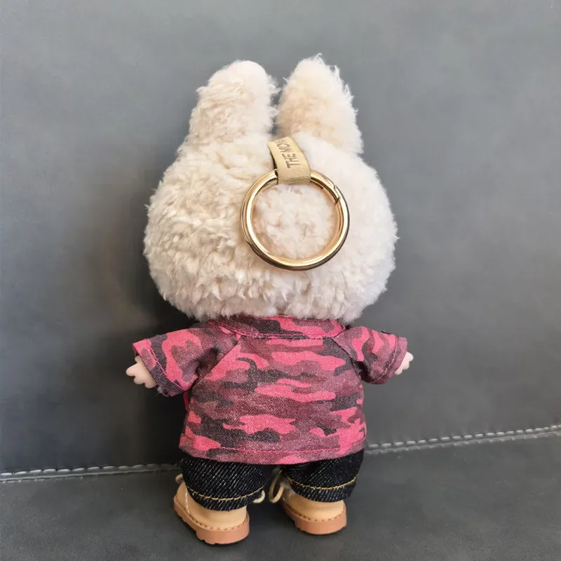 For Labubu Clothes Trendy Cool Camouflage Suit Kawaii Mini 15/17cm V1 V2 V3 Labubu Clothing Plush Doll Accessories Gift