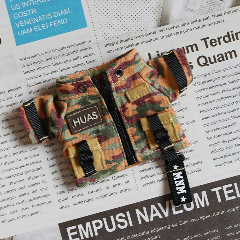 For Labubu Clothes Trendy Cool Camouflage Suit Kawaii Mini 15/17cm V1 V2 V3 Labubu Clothing Plush Doll Accessories Gift