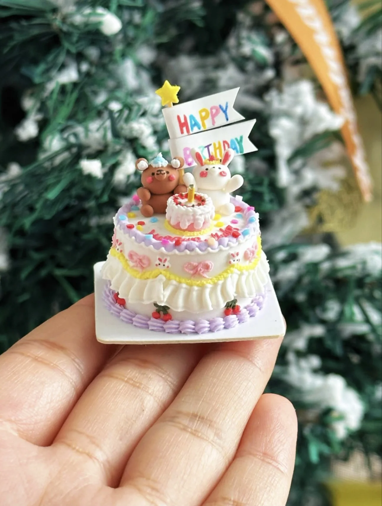 Miniature Birthday Cake Doll House Decoration Diy Cartoon Cake Retro Cake Model Bjd Doll Holiday Gift Mini Sweets for Dolls Ob11