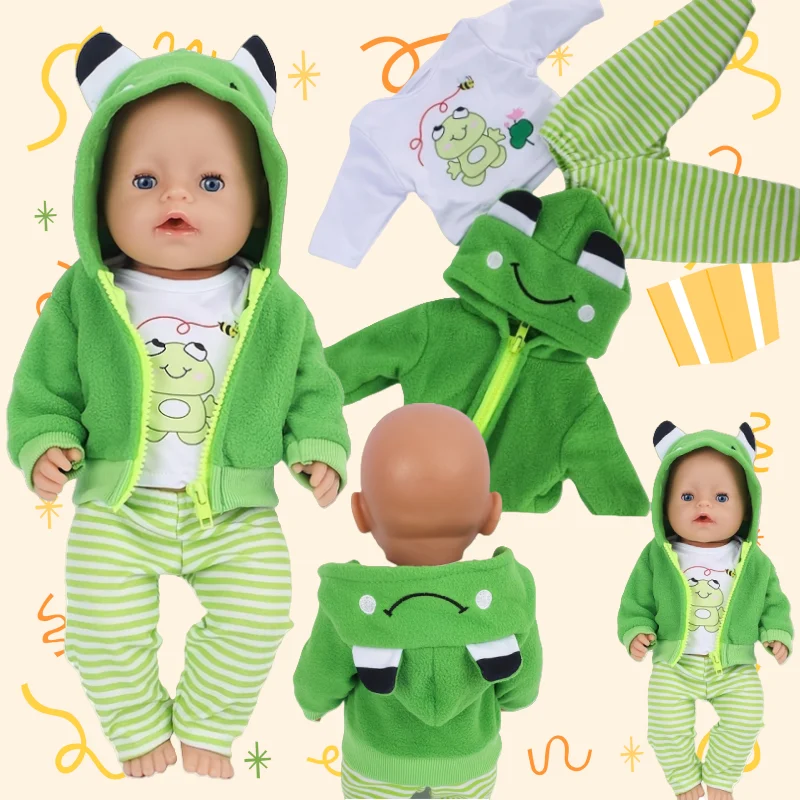 36-45 cm Doll Outfits for 17Inch Dolls Baby Born Doll Cute Jumpers Rompers Suit+Shoes Warm Clothes on A Doll Baby Christmas Gift