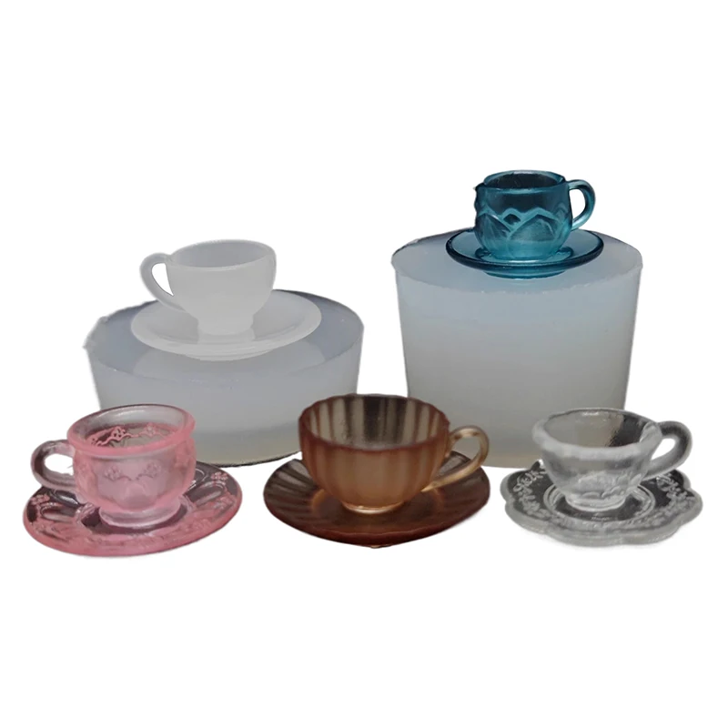 1Pc/1Set Dollhouse Miniature Tea Cup/Packaging Box Silicone Mold UV Epoxy Turnover Mold Doll Accessories Toy Scene Decoration