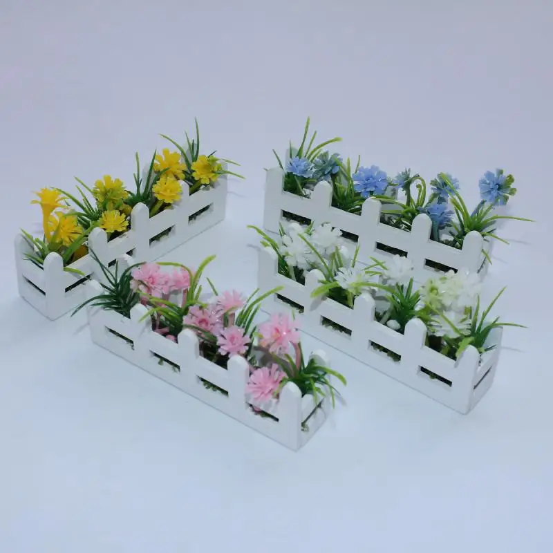 1/12 Dollhouse Mini Flower Potted Model, Simulation Garden Decor For Dolls House Micro Landscape Ornament