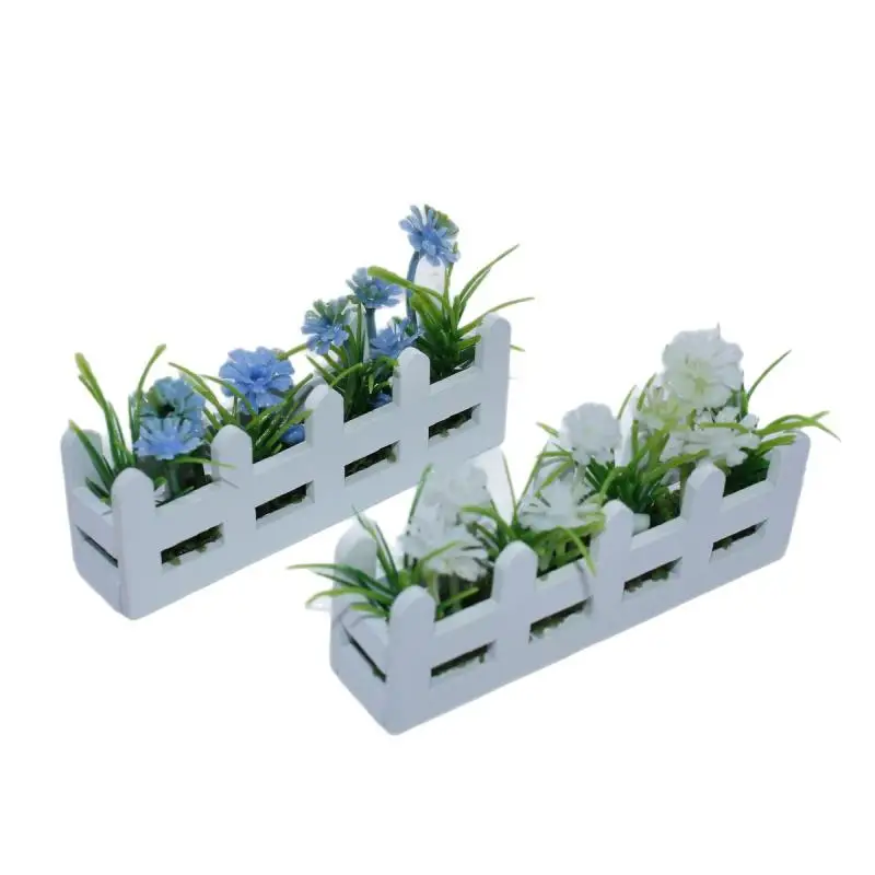 1/12 Dollhouse Mini Flower Potted Model, Simulation Garden Decor For Dolls House Micro Landscape Ornament