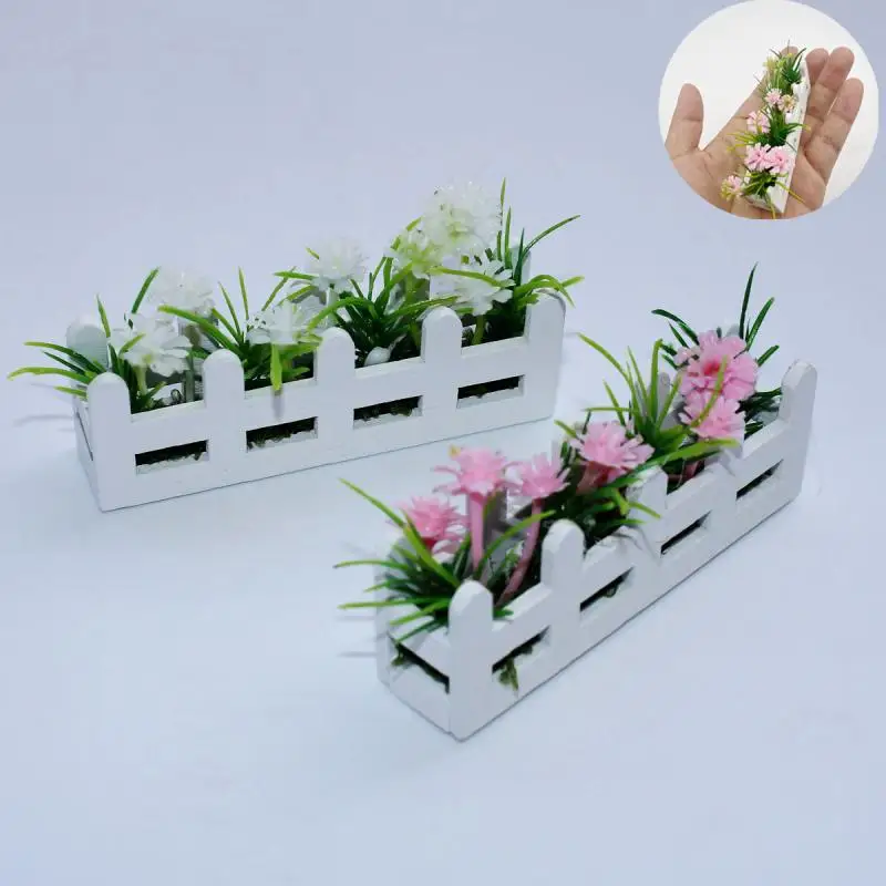 1/12 Dollhouse Mini Flower Potted Model, Simulation Garden Decor For Dolls House Micro Landscape Ornament