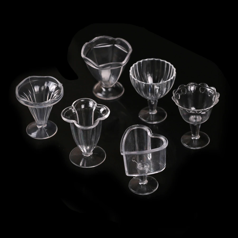 【BBS-7】6Pcs Doll House Cups Miniatures Kitchen Tableware Ice Cream Sundae Cup Toy