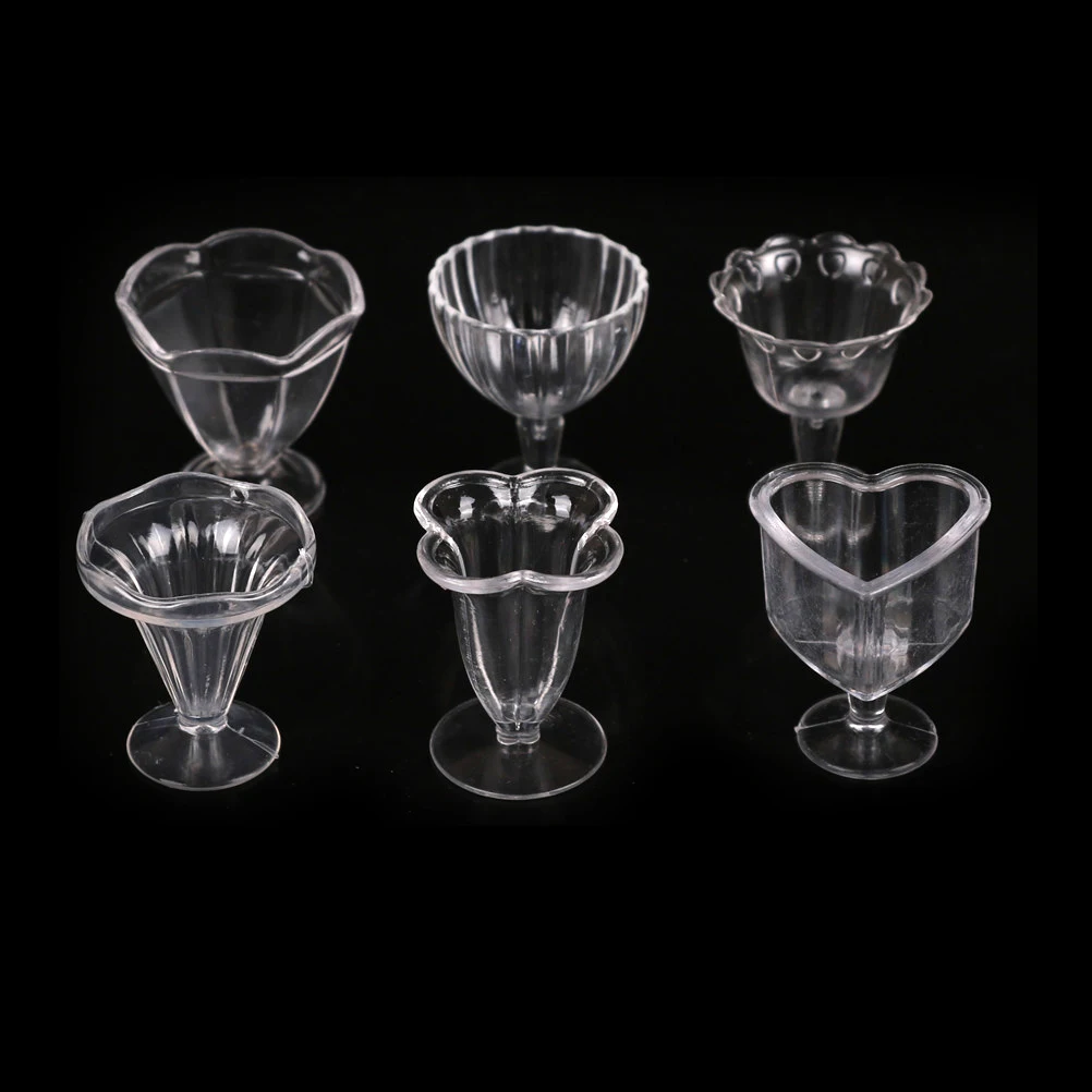 【BBS-7】6Pcs Doll House Cups Miniatures Kitchen Tableware Ice Cream Sundae Cup Toy