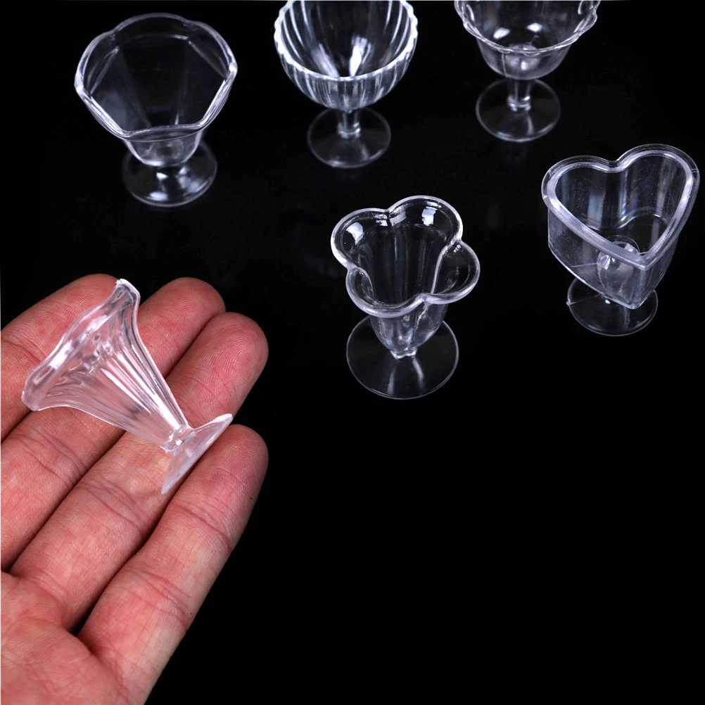 【BBS-7】6Pcs Doll House Cups Miniatures Kitchen Tableware Ice Cream Sundae Cup Toy