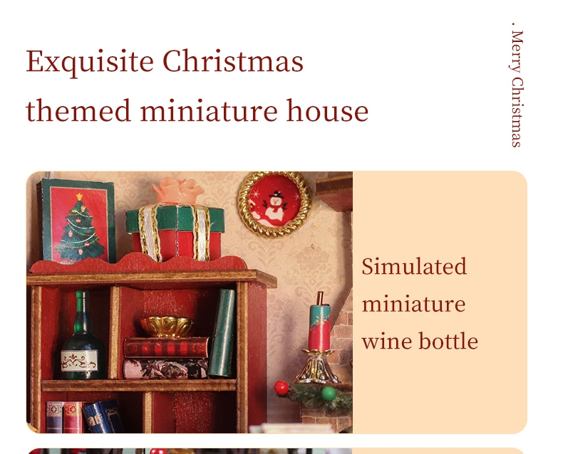 DIY Wooden Doll House Warm Christmas Lodge Casa Figurines Miniatures Assembled Dollhouse With Lights for Friends Christmas Gifts