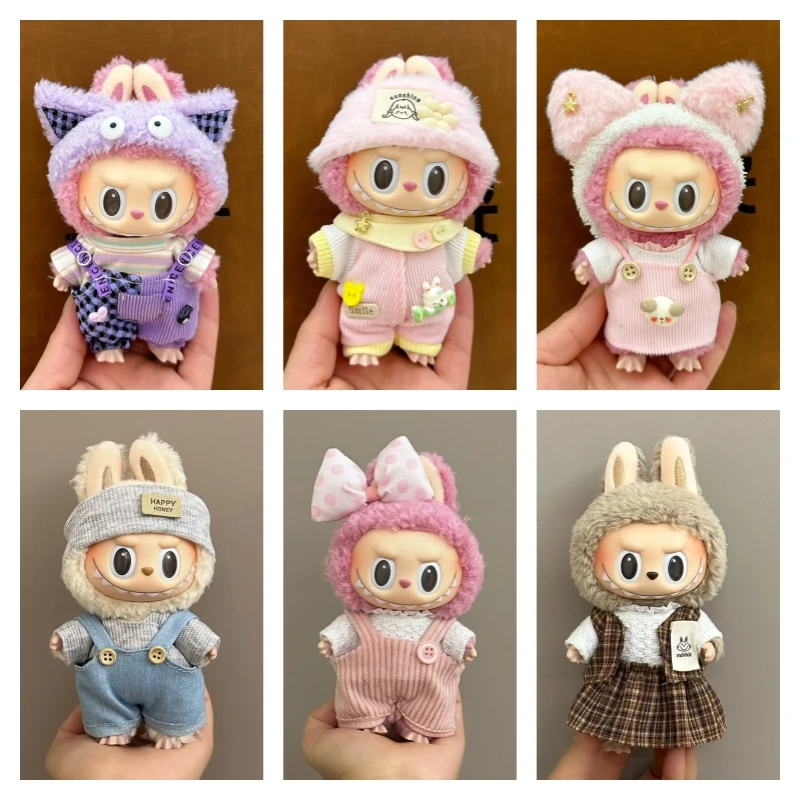 15-17cm Labubu Clothing Set Suitable for V1 V2 V3 Plush Doll Fashion Clothing Accessories Overalls Skirt Children's Toys Gifts