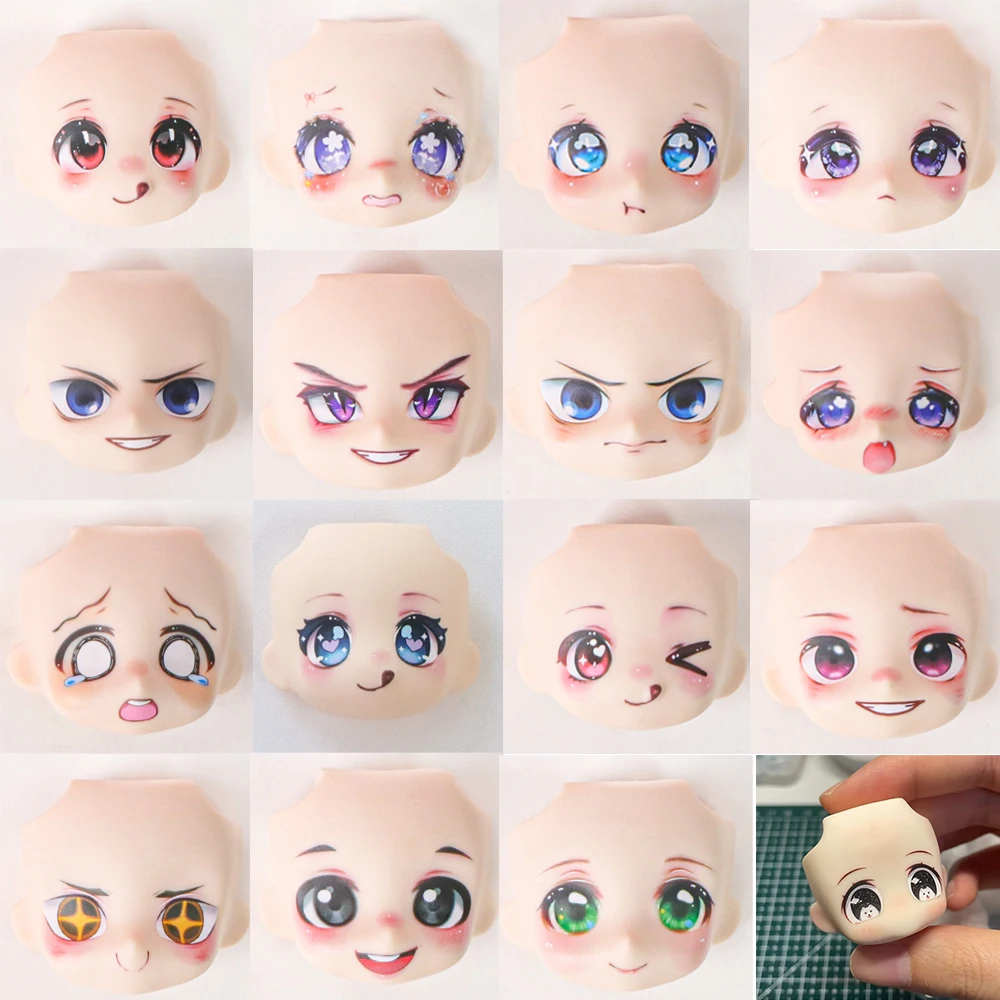 OB11 Doll Face 1/12 BJD Doll Face With 3D Anime Decal Eyes Cute Change Faces For GSC Head DIY Accessories For Girl Gift Kids Toy
