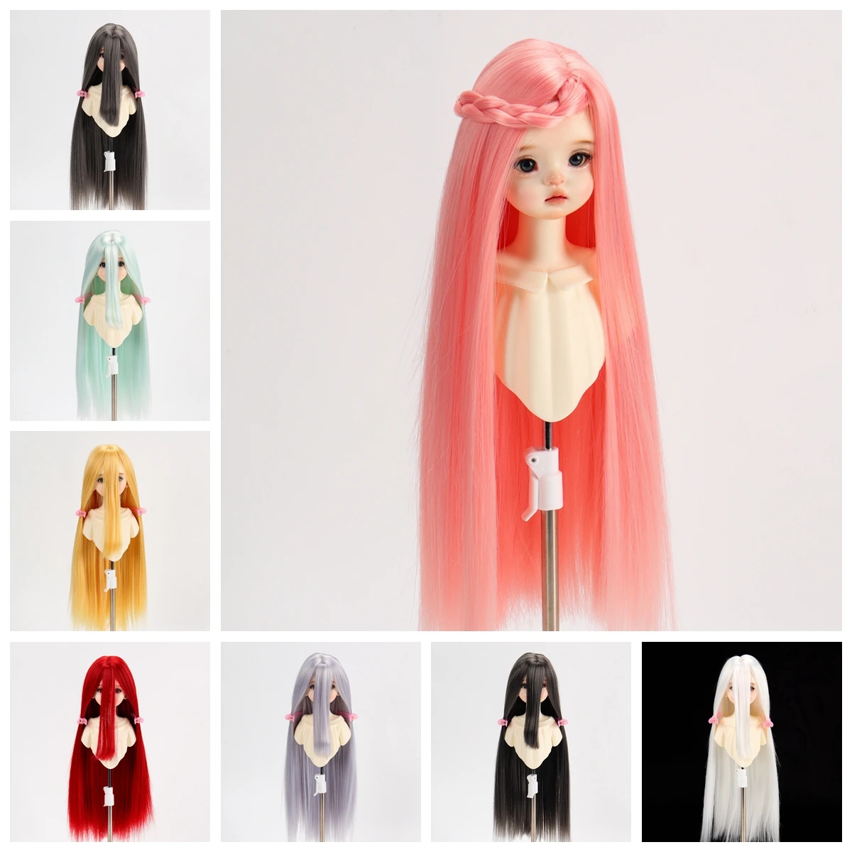 1/3 1/4 1/6 Doll's Wig for 60/45/30cm Bjd Doll Long Straight Hair with Long Bangs Girl Toys Dress Up Doll Accessories, No Doll