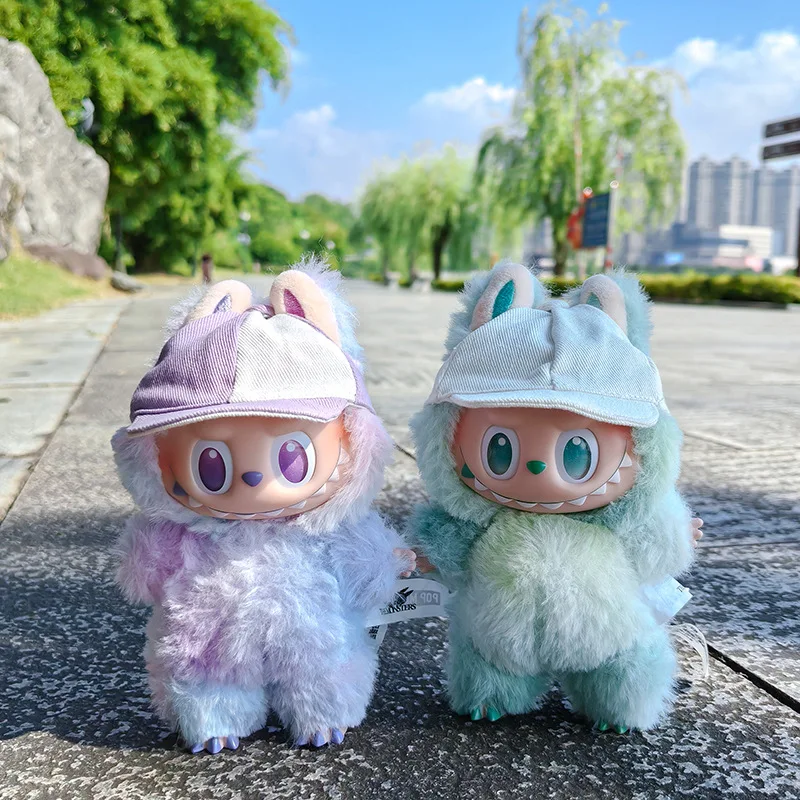 Cute Mini Labubu Baseball Cap 17cm I II III Macaron Sitting Party Pendant Doll Clothes