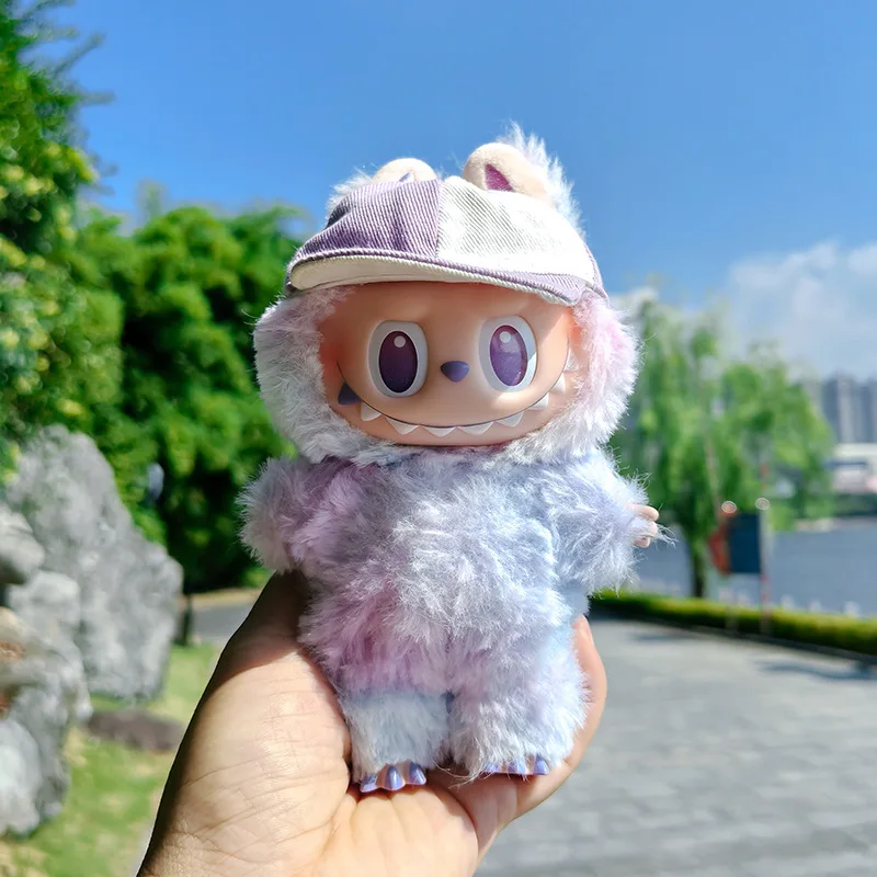 Cute Mini Labubu Baseball Cap 17cm I II III Macaron Sitting Party Pendant Doll Clothes