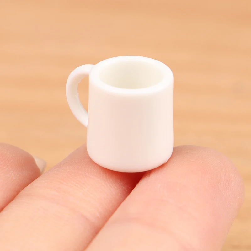 4Pcs/Set 1:12 Dollhouse Miniature Cup White Mug Water/Drink Cup Tea Cup Model Kids Pretend Play Toy Doll House Decor Accessories