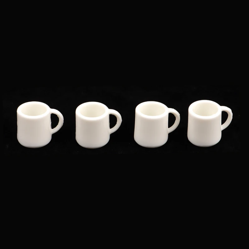 4Pcs/Set 1:12 Dollhouse Miniature Cup White Mug Water/Drink Cup Tea Cup Model Kids Pretend Play Toy Doll House Decor Accessories