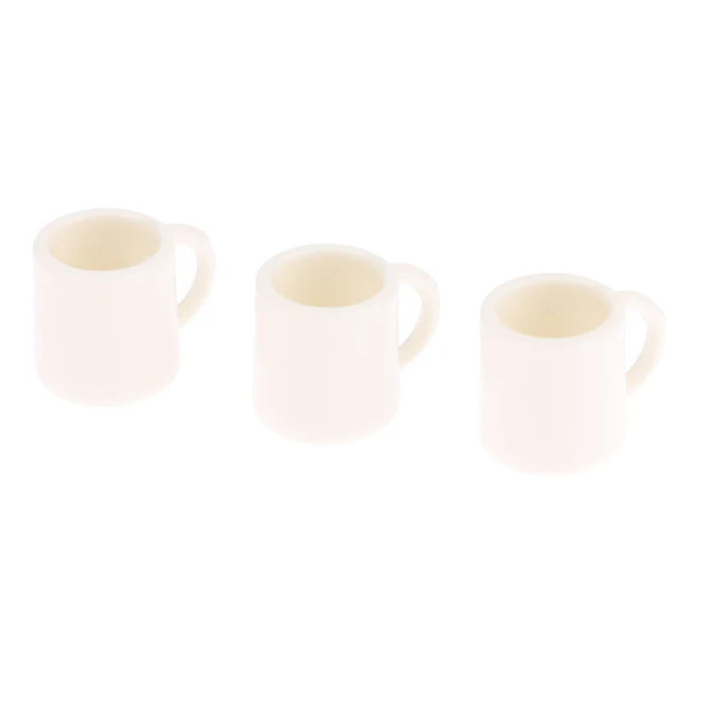 4Pcs/Set 1:12 Dollhouse Miniature Cup White Mug Water/Drink Cup Tea Cup Model Kids Pretend Play Toy Doll House Decor Accessories