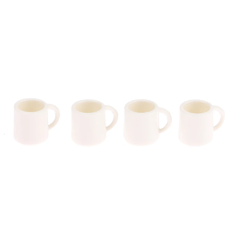 4Pcs/Set 1:12 Dollhouse Miniature Cup White Mug Water/Drink Cup Tea Cup Model Kids Pretend Play Toy Doll House Decor Accessories