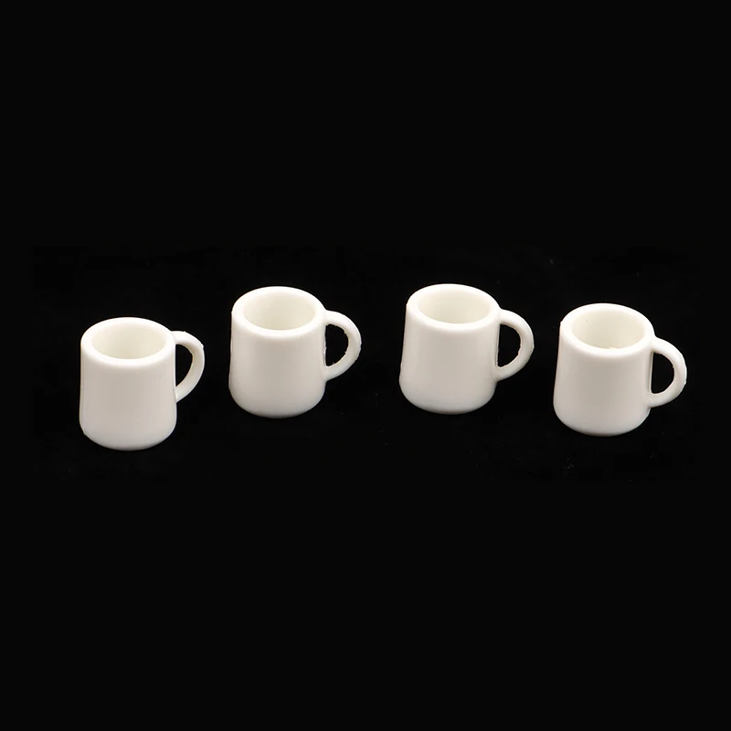 4Pcs/Set 1:12 Dollhouse Miniature Cup White Mug Water/Drink Cup Tea Cup Model Kids Pretend Play Toy Doll House Decor Accessories