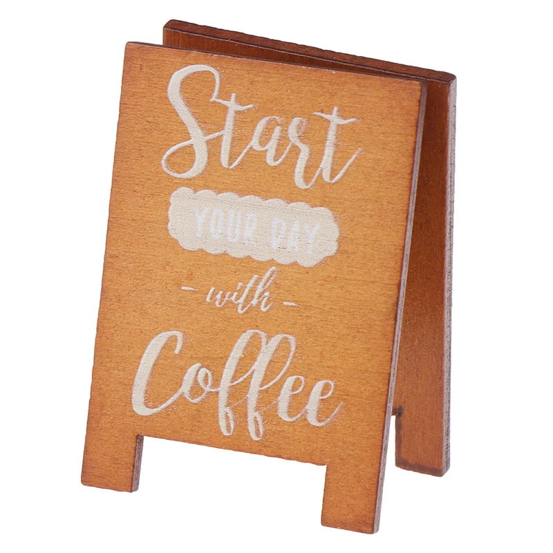 Dollhouse Miniature Simulation Wooden Billboard Bakery Coffee Shop Beer House Signboard Model DIY Play House Toys Accessories