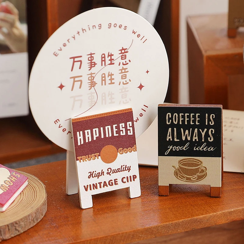 Dollhouse Miniature Simulation Wooden Billboard Bakery Coffee Shop Beer House Signboard Model DIY Play House Toys Accessories